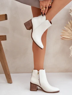 Botki Na Słupku Skóra Naturalna Zazoo 3673 Białe