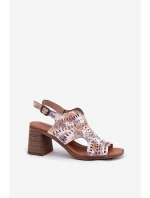 Ażurowe Sandały Damskie Na Słupku Multikolor Tosine