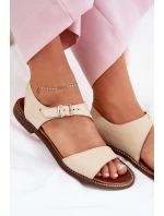 Dámske kožené ploché sandále Zazoo 3014 beige Dámske kožené ploché sandále Zazoo 3014 beige
