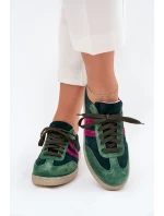 Zazoo N1068 Dámske semišové nízke tenisky Dark Green