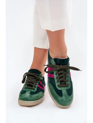 Zazoo N1068 Dámske semišové nízke tenisky Dark Green
