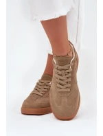 Zamszowe Sneakersy Damskie Big Star SS274675 HI-POLY SYSTEM Beżowe