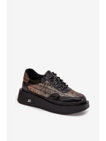 Skórzane Sznurowane Półbuty Damskie Na Platformie Artiker 57C2044 Czarne