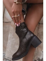 Ocieplane Botki Damskie Na Obcasie Czekoladowe Brilynn