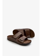 Pohodlné pánske papuče so suchým zipsom Inblu tmavohnedé Pohodlné pánske papuče so suchým zipsom Inblu tmavohnedé