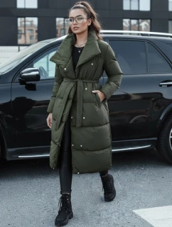 Dámsky zimný dlhý prešívaný kabát FAVI zelený FashionStreet TY4576