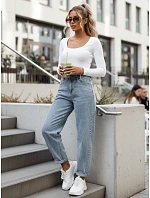 Dámske džínsy s vysokým pásom balónového strihu modré FashionStreet UY2963