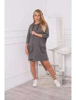 Šaty s kapucňou v grafitovej farbe