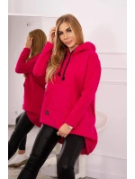 Zateplená mikina s dlhým chrbtom a kapucňou fuchsiová Zateplená mikina s dlhým chrbtom a kapucňou fuchsiová