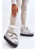 Damskie Śniegowce Z Wiązaniem Srebrne Toolsa