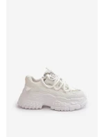 Sneakersy Damskie Na Masywnej Podeszwie Białe Nevela