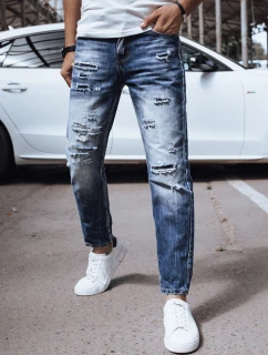 Pánske džínsové nohavice s odretou modrou FashionStreet UX4349