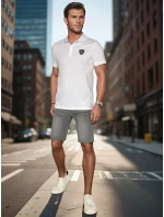 Pánske polo tričko s aplikáciou biele FashionStreet PX0648
