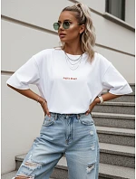 Dámske bavlnené tričko s potlačou, oversize, biele, FashionStreet NX9505RY Dámske bavlnené tričko s potlačou, oversize, biele, FashionStreet NX9505RY