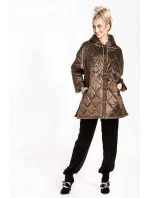 Hnedá dámska prešívaná bunda oversize s kapucňou (ag5-010)