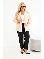 Dámske sako Plus Size z manšestru s klopami a vreckami, béžové Dámske sako Plus Size z manšestru s klopami a vreckami, béžové