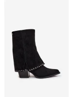 Kozaki Damskie Ocieplane Z Wywiniętą Cholewką Vinceza 16516 Czarne