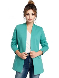 B030 Pletená bunda bez goliera - zelená