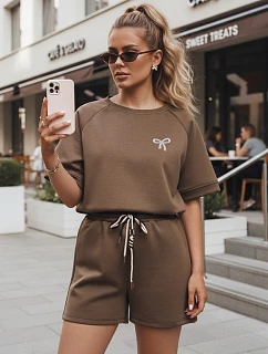 Dámsky letný set s motýľom z mäkkej viskózy v hnedej farbe FashionStreet AY1188