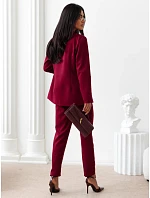 Elegantný dámsky kostým – sako a nohavice v bordovej farbe, FashionStreet AY1246 Elegantný dámsky kostým – sako a nohavice v bordovej farbe, FashionStreet AY1246