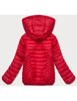 Červená prešívaná dámska bunda s kapucňou (B0124-4)