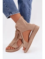 Dámské sandály s vysokým svrškem tmavě béžové Coralya