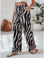 Dámske pruhované nohavice so širokými nohavicami ZEBRAVIBE béžovo-čierne FashionStreet UY2653 Dámske pruhované nohavice so širokými nohavicami ZEBRAVIBE béžovo-čierne FashionStreet UY2653