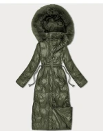 Dámska dlhá prešívaná zimná bunda khaki (T2-2221#-22) Dámska dlhá prešívaná zimná bunda khaki (T2-2221#-22)