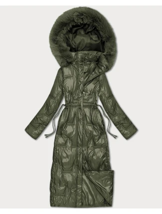 Dámska dlhá prešívaná zimná bunda khaki (T2-2221#-22) Dámska dlhá prešívaná zimná bunda khaki (T2-2221#-22)