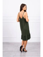 Šaty s tenkým pásikom khaki