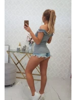 Trblietavá blúzka s volánikmi sivá