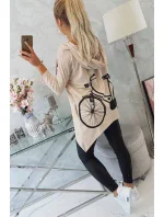 Mikina s potlačou bicykla béžová