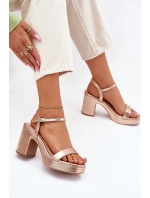 Eko Skórzane Sandały Na Słupku Różowe Złoto Lillita