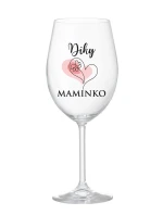DÍKY MAMINKO - čirá sklenice na víno 350 ml