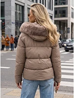 Dámska zimná prešívaná bunda s kožušinou, béžová, FashionStreet TY5830 Dámska zimná prešívaná bunda s kožušinou, béžová, FashionStreet TY5830