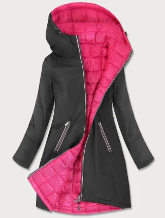 Obojstranná bunda v grafitovo-amarantovej farbe pre prechodné obdobie (7700)