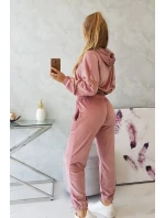 Velúrová súprava s kapucňou tmavo púdrovo ružová Velúrová súprava s kapucňou tmavo púdrovo ružová