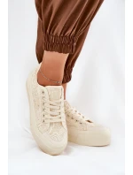 Koronkowe Trampki Damskie Big Star RR274746 Beżowe