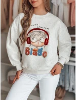 Dámska mikina s potlačou LALA VIBE sivá FashionStreet BY1503