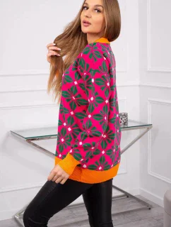 Sveter s geometrickým motívom fuchsiový