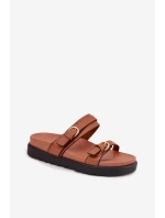 Dámské platformové nazouváky s pásky a zlatými sponami Camel Rirea