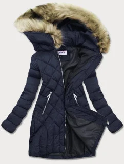 Tmavomodrá dámska prešívaná zimná bunda (lf808)