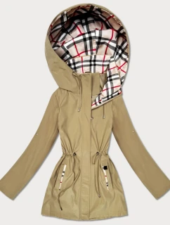 Dámska piesková bunda s kockovaným lemovaním Goodlookin (KK60411-4#)
