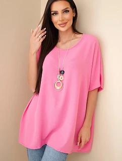 Oversize blúzka s príveskom ružová