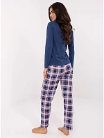 Dámske bavlnené pyžamo s kockovanými nohavicami Goodlookin navy blue/pink (004) Dámske bavlnené pyžamo s kockovanými nohavicami Goodlookin navy blue/pink (004)