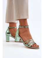 Sandały Na Słupku Z Paseczkami Zielone Enitia