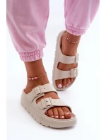 Dámske béžové penové papuče Melorea na platforme