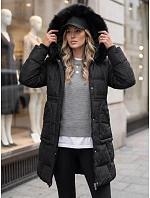 Dámska zimná prešívaná bunda s kapucňou, čierna, FashionStreet TY5824