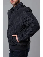 Čierna pánska prešívaná bunda s golierom (58M13081-392) Čierna pánska prešívaná bunda s golierom (58M13081-392)