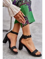 Błyszczące Sandałki Na Obcasie Czarne Maxim